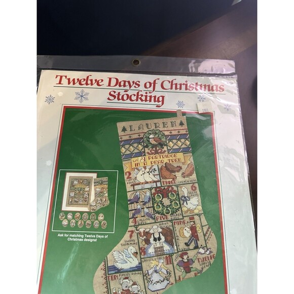 1989 Twelve Days of Christmas Stocking Kit #8389 New Old Stock Holiday Kit - Picture 3 of 8